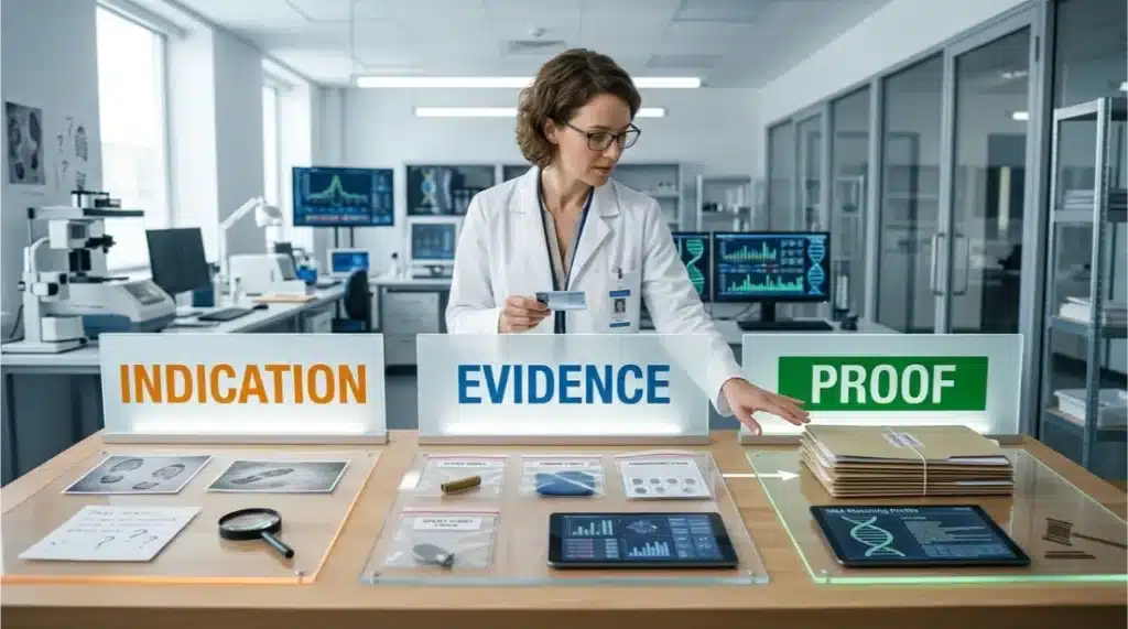 Tipos de evidencias en criminalística: Guía esencial para comprender su importancia 3 Diferencia técnica entre indicio, evidencia y prueba…