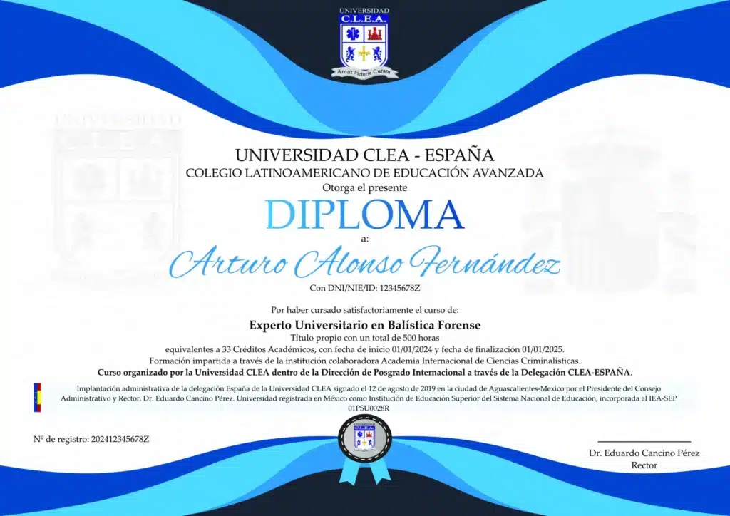 Cátedra Internacional de Ciencias Periciales y Forenses 3 Diploma CLEA Ejemplo
