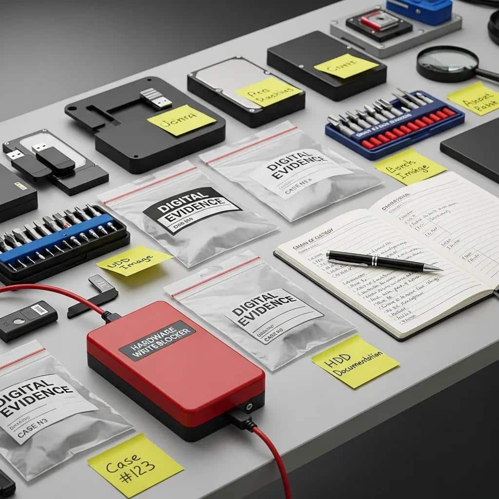 Perito informático judicial: funciones y formación 2 Forensic tools for data preservation including write-blockers and evidence bags