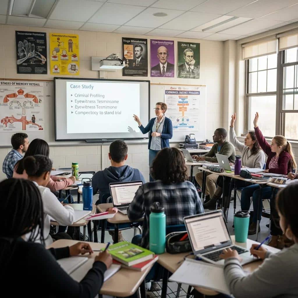 Psicología forense: qué es, qué hace y cuánto cobra 3 Students learning about forensic psychology in a classroom setting